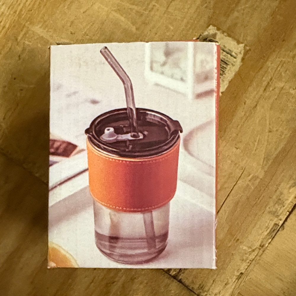 Orange and Clear Tumbler with Straw